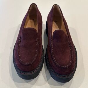 AQUATALIA Hayley Water Resistant Platform Loafer Burgundy Suede Size 11